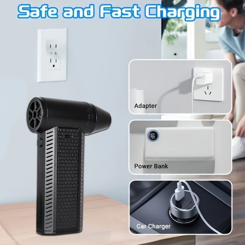 Portativ Turbo Jet Fan USB qayta zaryadlanadigan, brushless motorli, ichki va tashqi foydalanish uchun