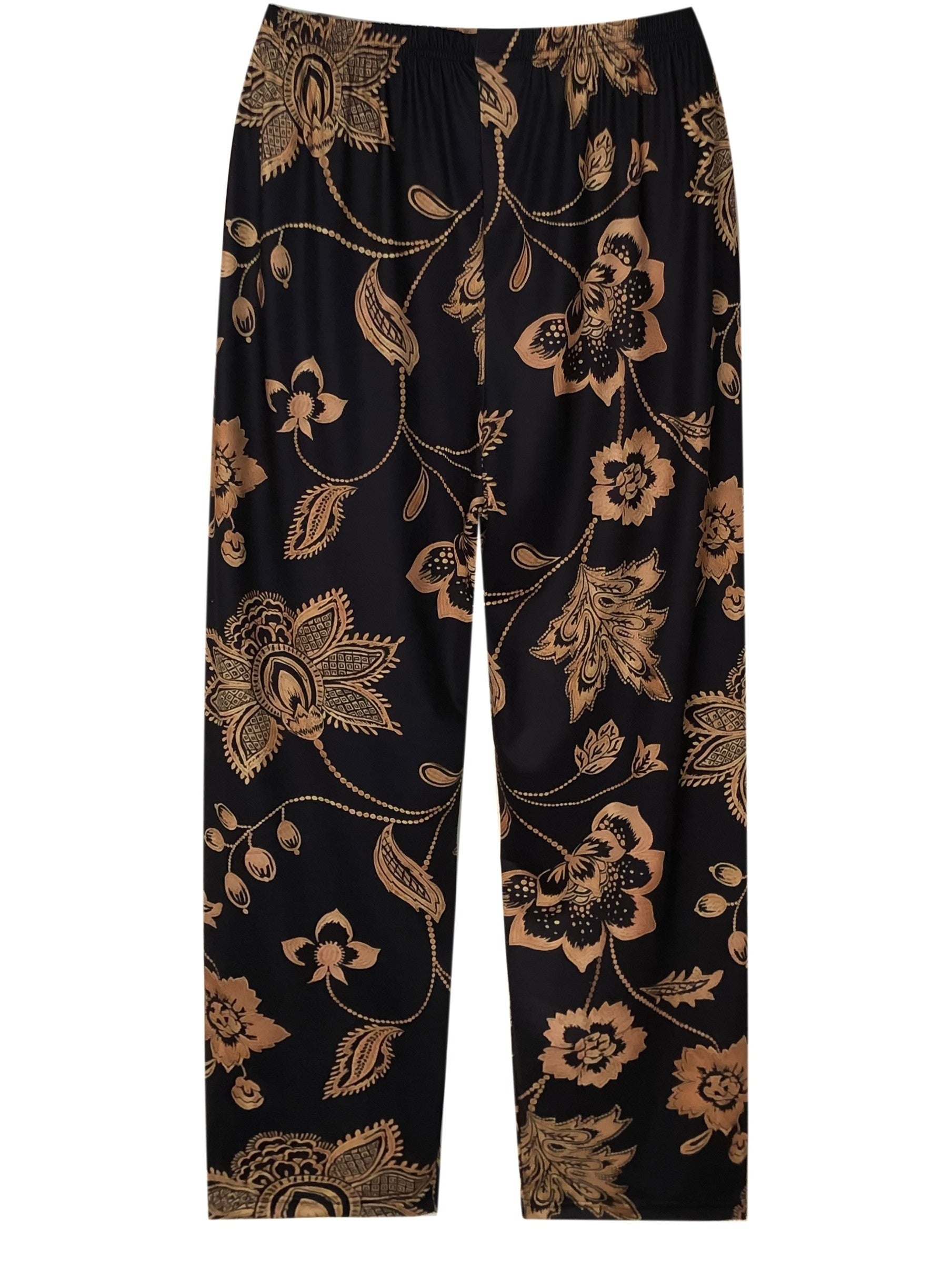 Women's Plus Size Floral Print Sleep Pants Elastic High Waist Casual All-Season