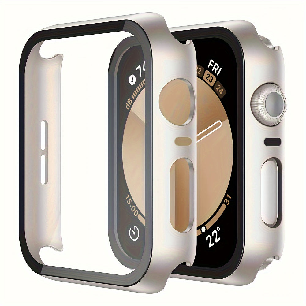Hard PC Case with Tempered Glass Screen Protector for Apple Watch Series Ultra/10/9/8/7/6/5/4/SE Slim Clear Scratch-Resistant
