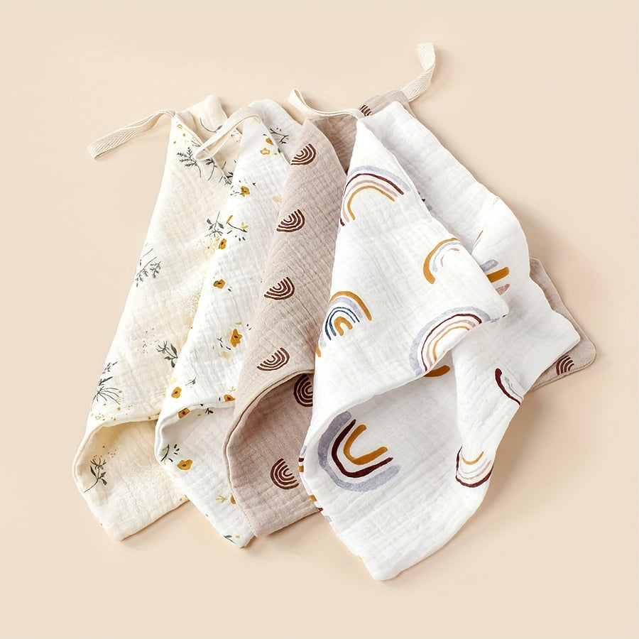 Set of 4 Baby Muslin Towels 30x30 cm Cotton Soft Absorbent Baby Bath Towels