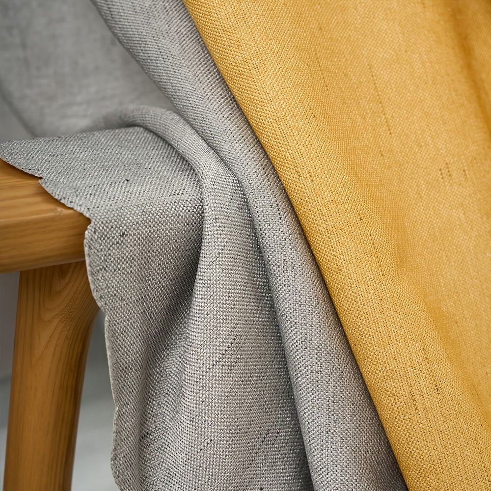 Gray and Yellow Fabric Patchwork Curtains Light-Blocking Machine Washable Cordless for Bedroom Living Room