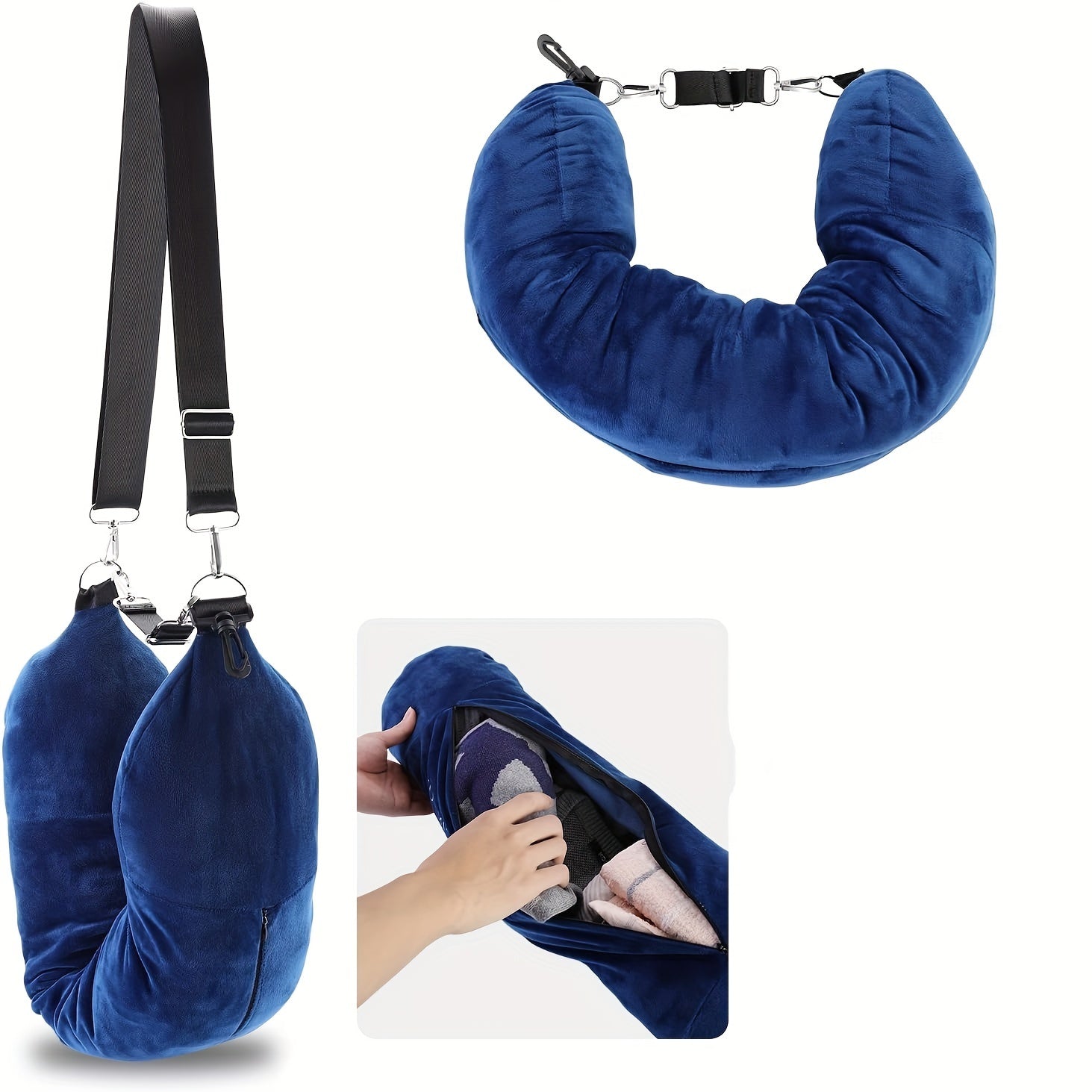 Stretch Velvet Travel Neck Pillow for Comfort and Support in Travel and Home