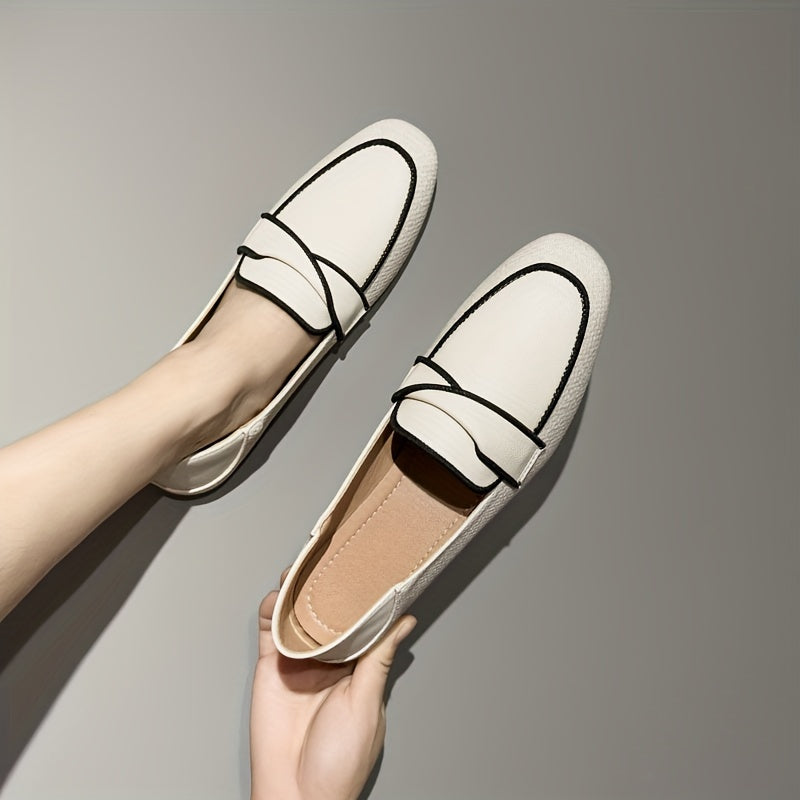 Women's Flat Shoes Slip-On Square Toe Lightweight Solid Color Casual