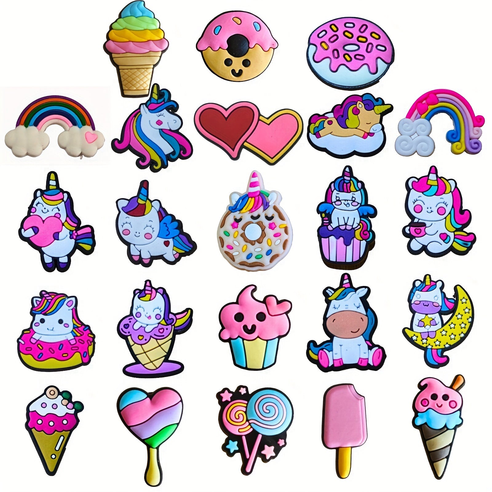 Kids Unicorn Shoe Charms Rainbow Shoe Accessories Party Favors 10/23pcs