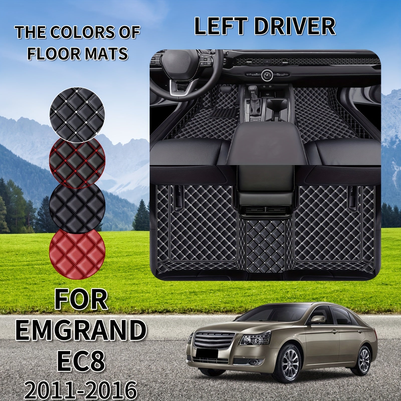 Avtomobil polikarbonat matlari to'plami sun'iy charm, barcha mavsumlar uchun, sirpanmaydigan, oson tozalash, chidamli