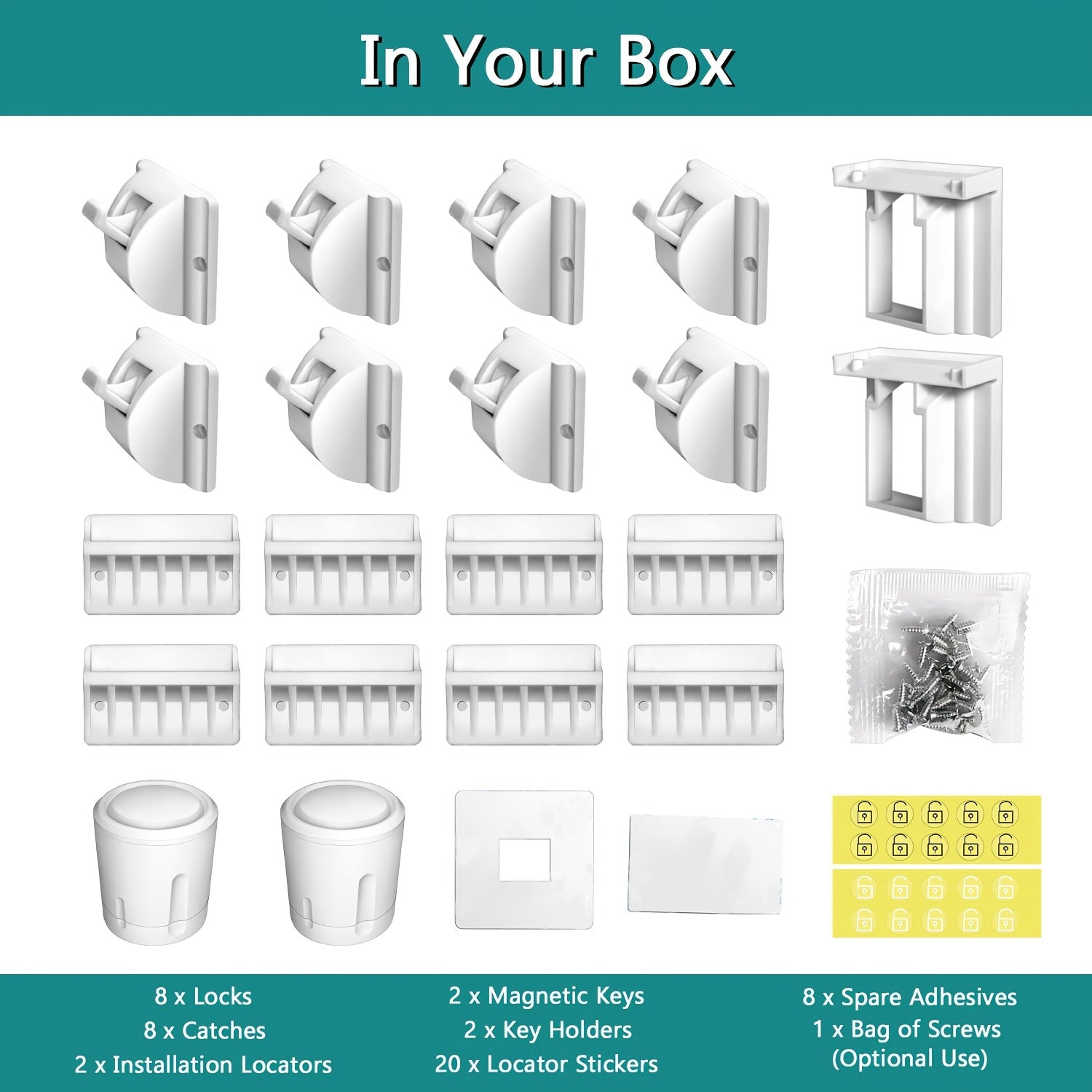 Magnetic Childproof Cabinet Locks Set of 8 No Tools Needed Safe Plastic