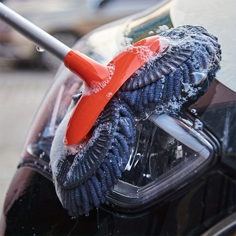Microfiber Car Wash Brush Kit Double Brush Head Long Handle Cleaning Tool