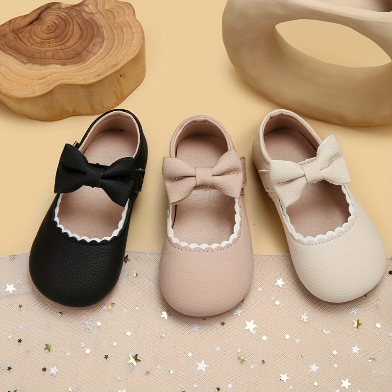 Girls Flat Shoes with Bowknot PU Low Top Casual All-Season