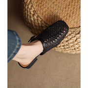 Women's Faux Leather Roman Slip-On Shoes with Chunky Heel and Non-Slip Sole