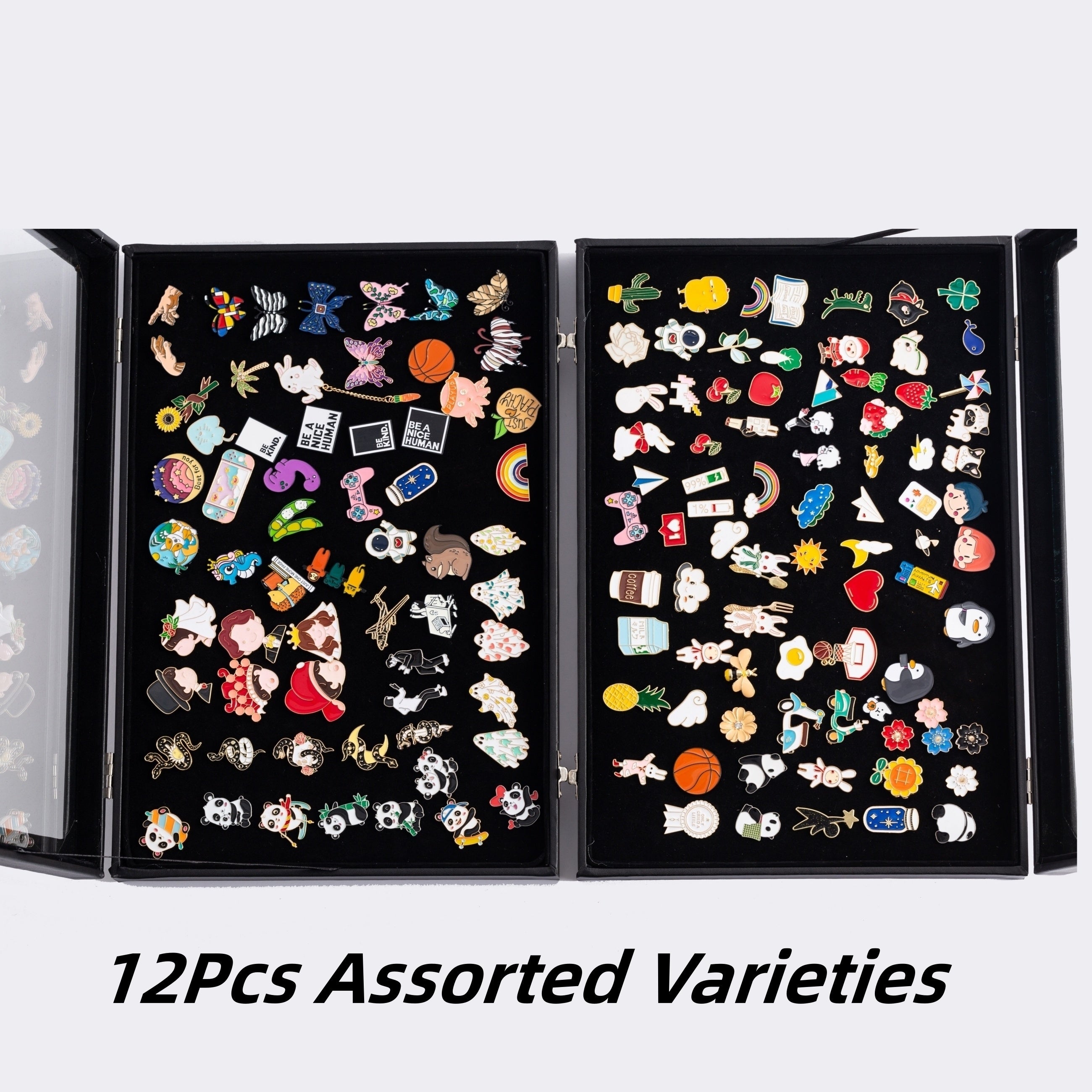 Set of 12 Cartoon Enamel Brooches for Clothing and Accessories Stylish Alloy Pins for Women and Girls