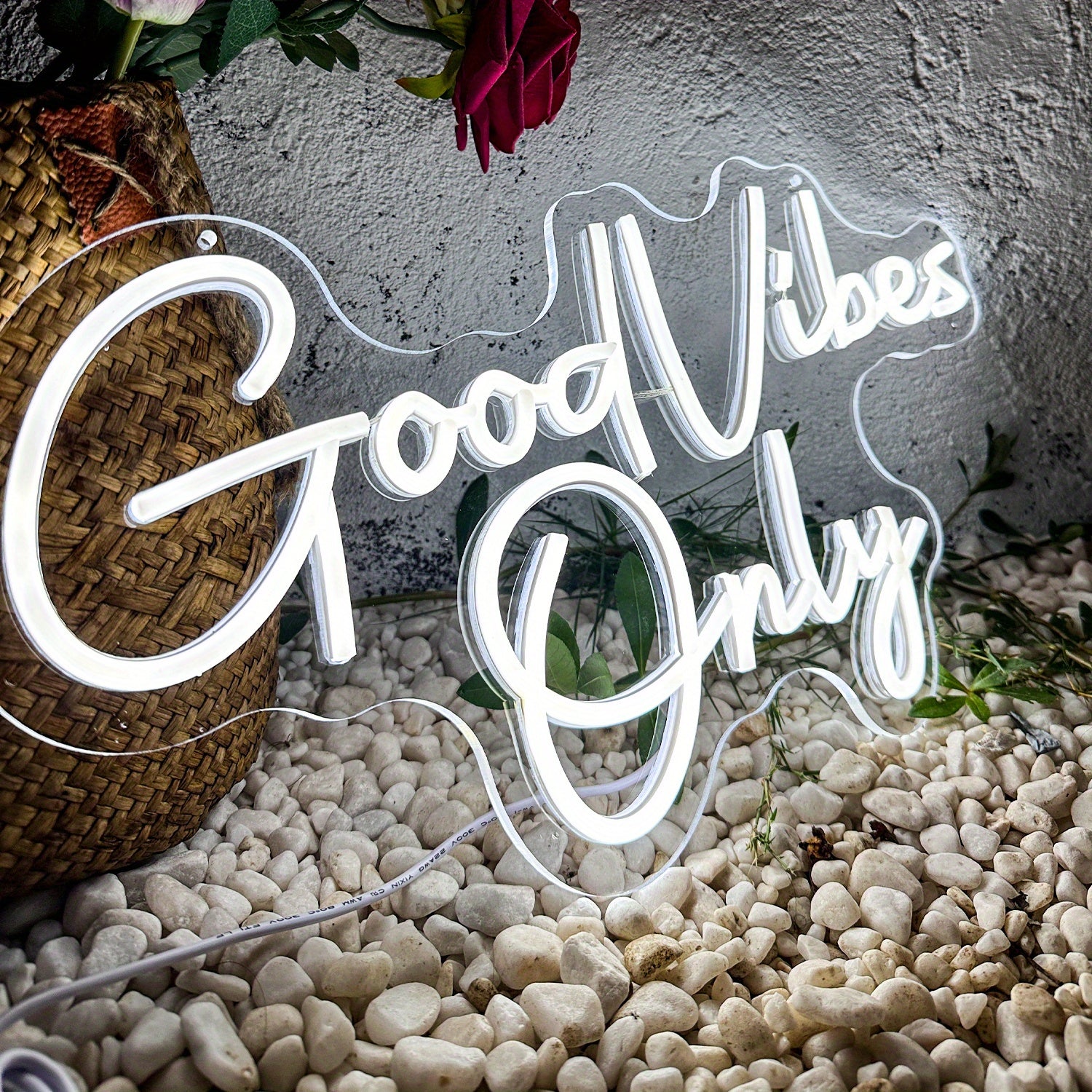 Neon Light 1pc Good Vibes Only Romantic Wedding Scene Wall Decor for Parties Bedrooms Bars