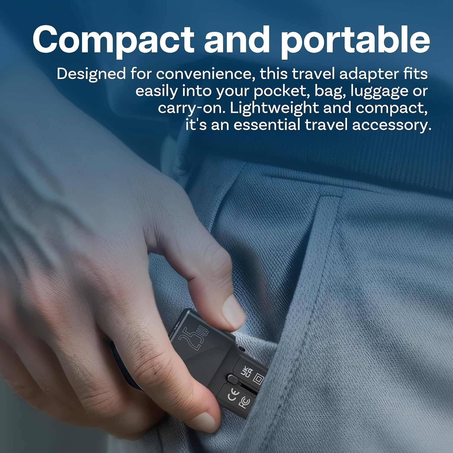 25W xalqaro sayohat uchun quvvat adapteri, USB-C va USB-A portlari bilan, AQSh, Buyuk Britaniya, Yevropa Ittifoqi, Avstraliya va Yaponiyaga mo‘ljallangan