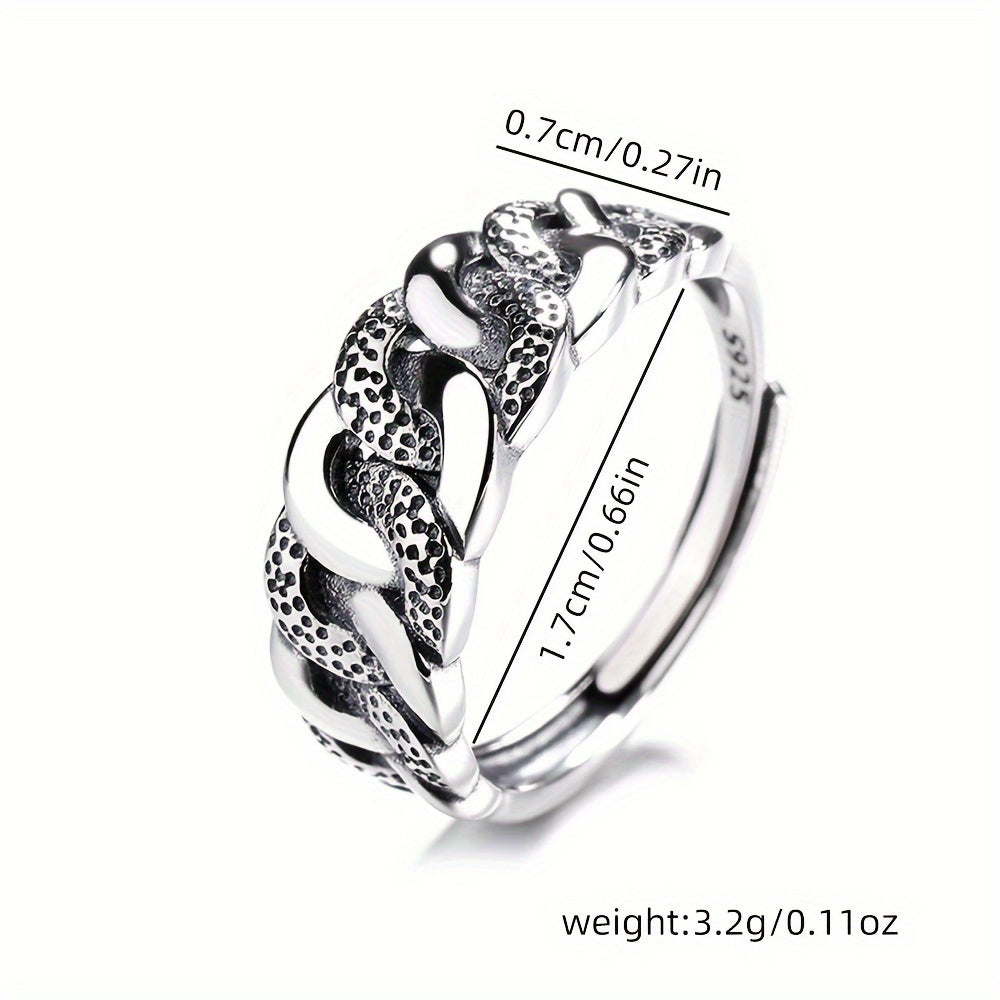 Women's Sterling Silver Geometric Twist Ring Retro Punk Style for Party Festival