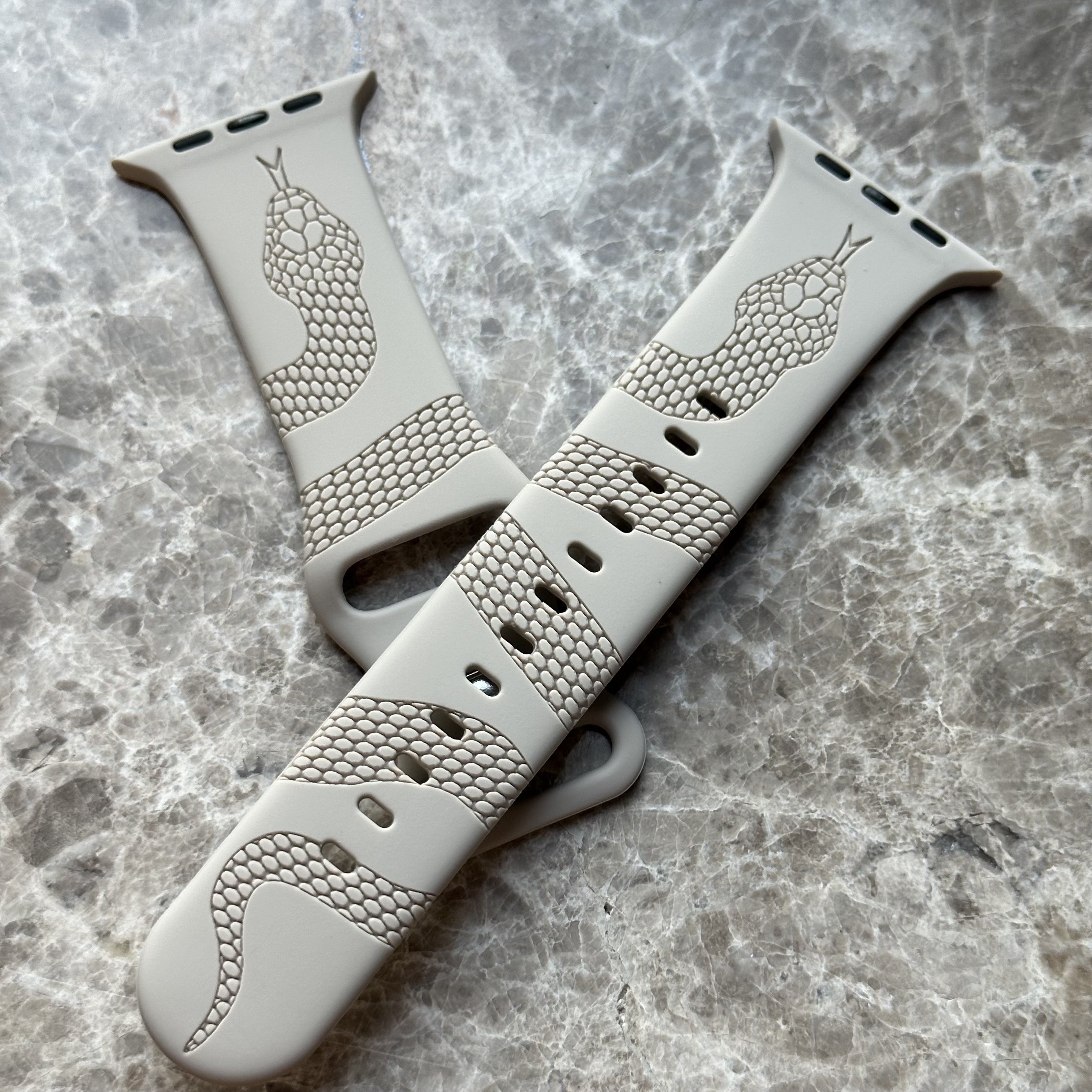 Engraved Snake Silicone Watch Band for Apple Watch All Series Durable Comfortable Strap