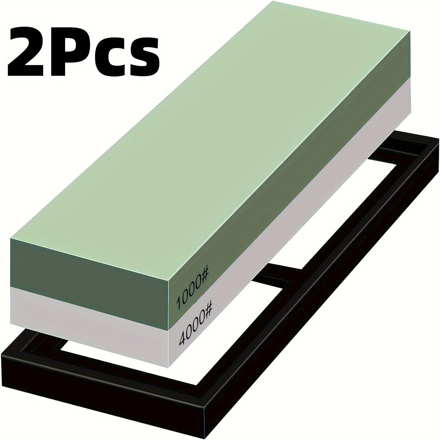 Set of 2 Sharpening Stones 1000/4000 Grit Kitchen Knife Sharpener Non-Slip Base