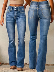 Plus Size Women's Stretchy Bootcut Jeans Casual Solid Color Denim