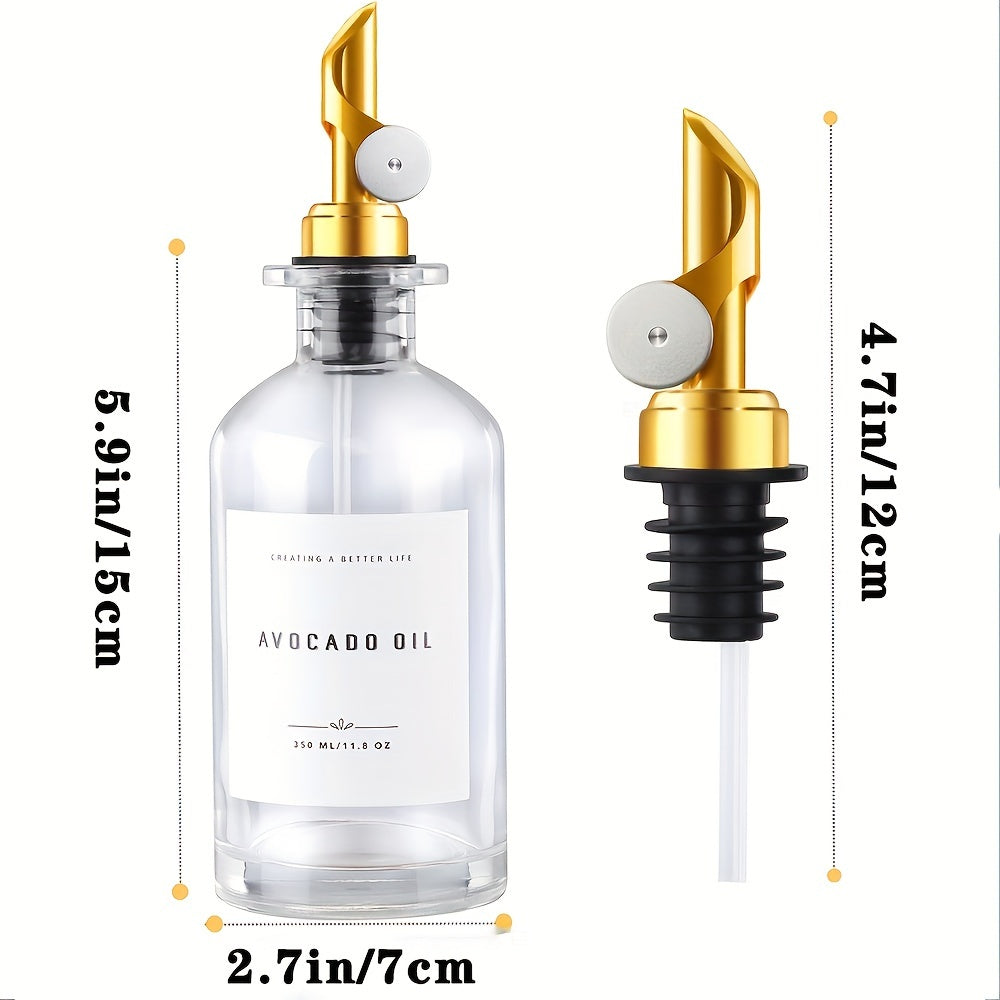 Set of 4 Oil Bottles with Glass Dispenser Leak-Proof Seasoning and Vinegar Bottles
