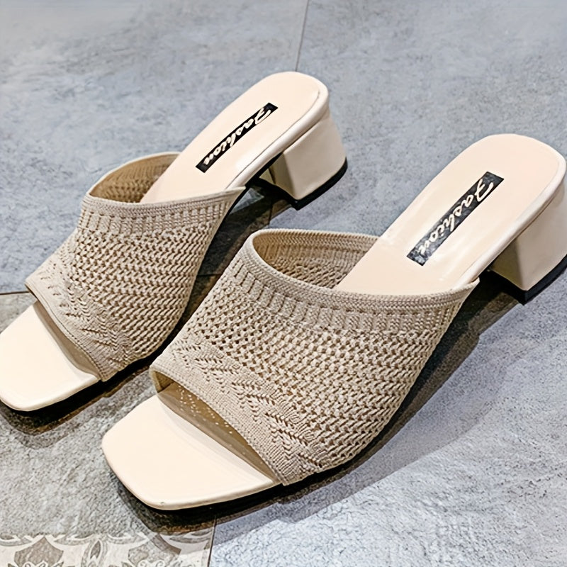 Women's Summer Knit Slip-On Sandals Mid-Heel Wedge Stylish Comfortable