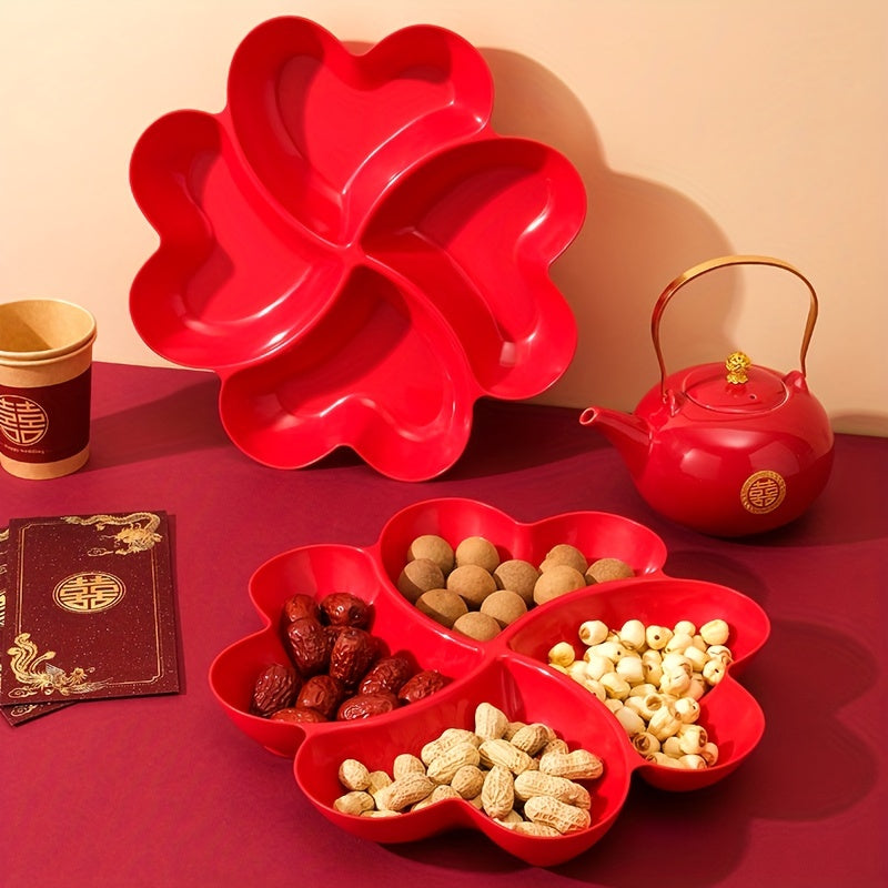Heart-Shaped Plastic Snack Serving Tray for Parties and Events