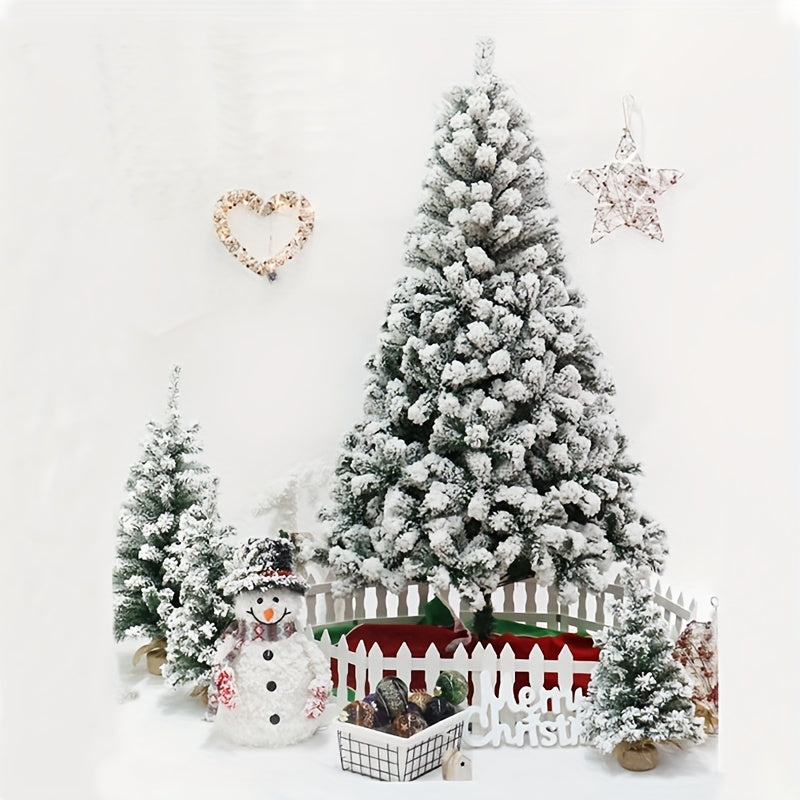 Flocked Artificial Cedar Christmas Tree White Reusable Easy Assembly Decorative for Home Office Party