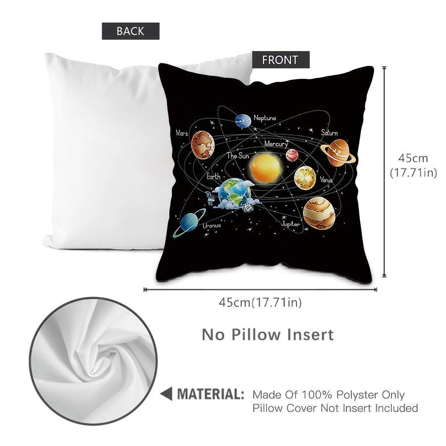 Galaxy Print Throw Pillow Cover Polyester 45cm Square Modern Home Decor