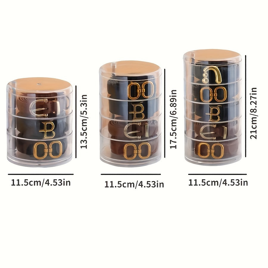 Organizador de cinturón giratorio con compartimentos ajustables, caja de almacenamiento apilable para accesorios