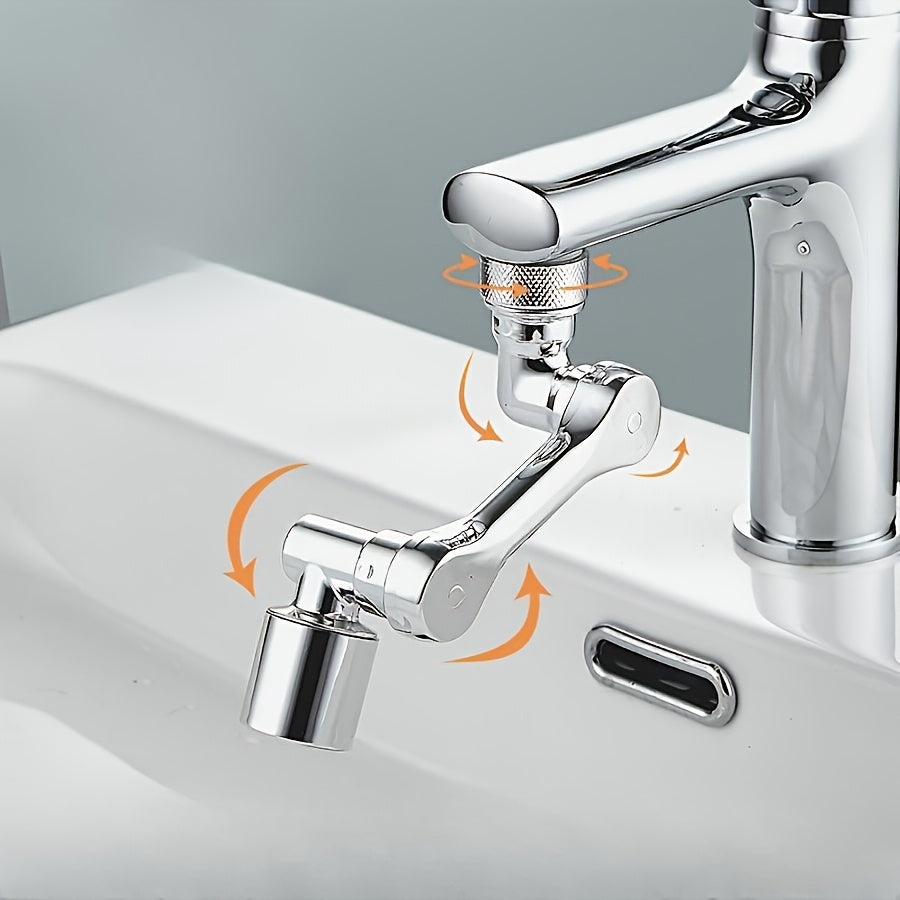 1080° Swivel Folding Kitchen and Bathroom Faucet with Dual Handles Adjustable Cold Water Polished Finish