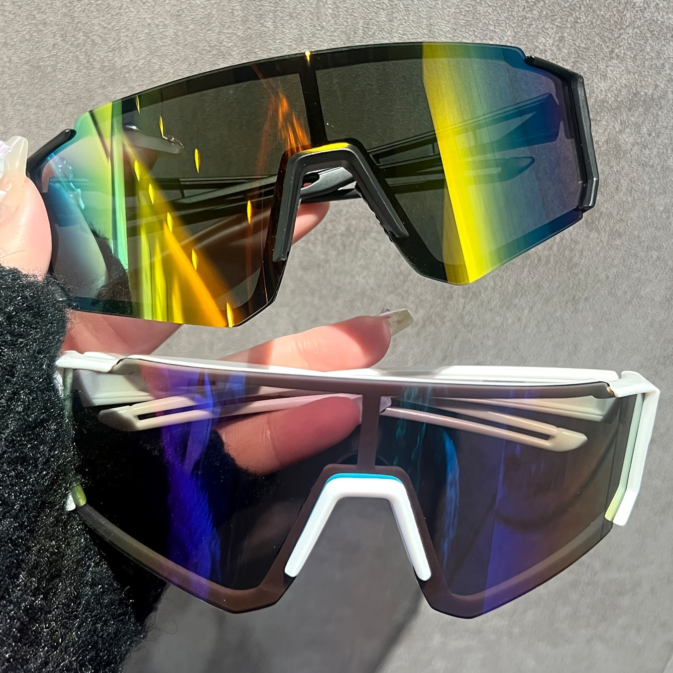 Women's Sports Cycling Sunglasses Large Frame Ink Coating Metal Hinge