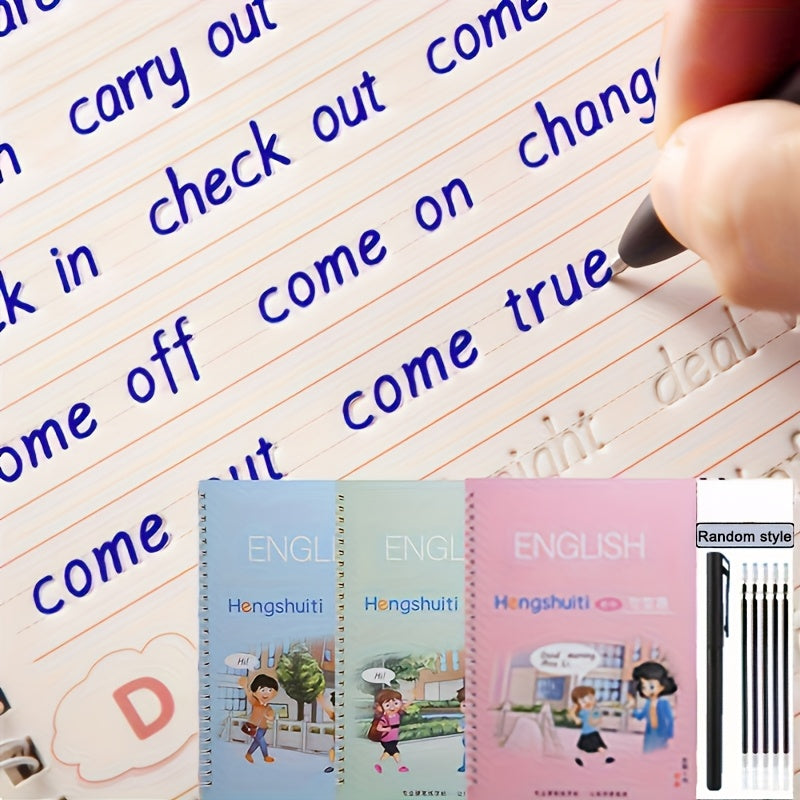 English Handwriting Practice Set with Reusable Calligraphy Alphabet Book and Writing Tools