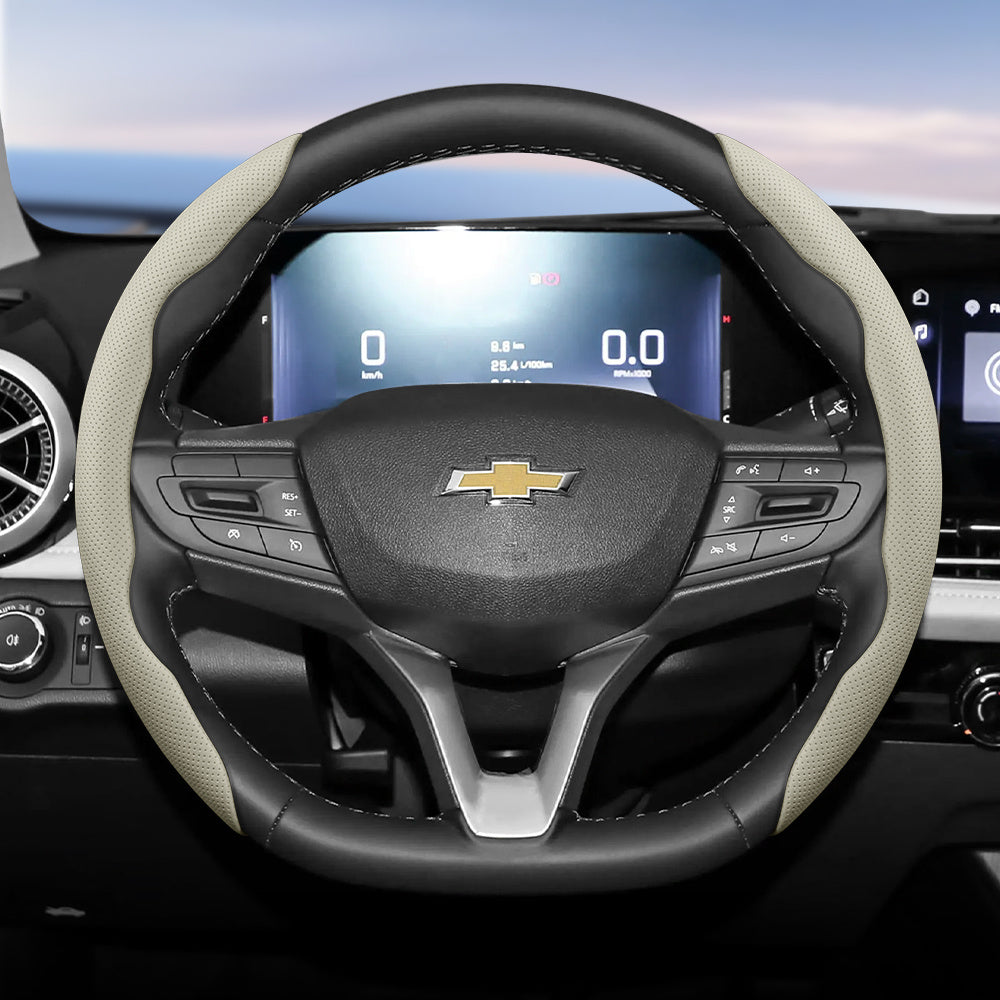 Universal Ventilated PU Leather Steering Wheel Cover, Quick-Release, Anti-Slip