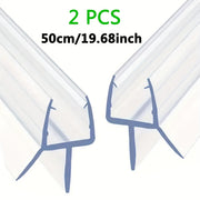 2pcs Shower Door Bottom Seal Clear Rubber 1/4 Inch X 19.68 Inch Bathroom Leak Stop