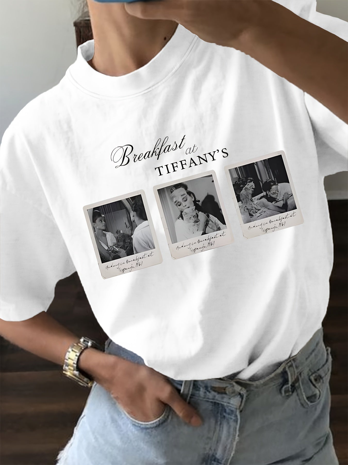 Women's Short Sleeve Crew Neck T-Shirt with Figure Print Casual Summer Spring