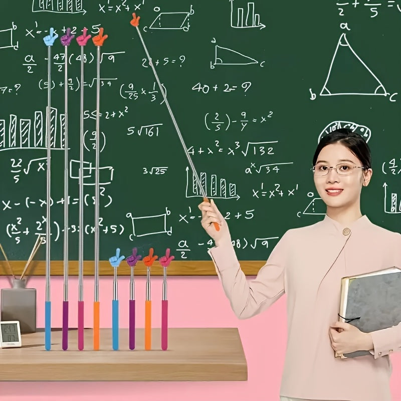 Set of 6 Retractable Teacher Pointers with Adjustable Finger Indicators for Classroom Use