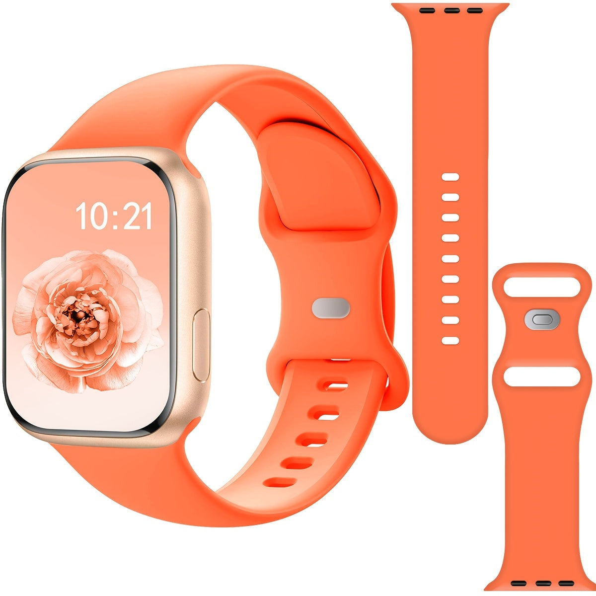 Waterproof Silicone Sport Watch Band with Floral Design for Apple Watch 38mm-49mm