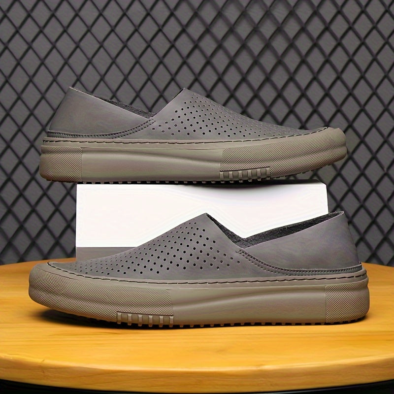 Мужские мокасины без шнурков из микрофибровой кожи, противоскользящая резиновая подошва, повседневные прогулки на улице