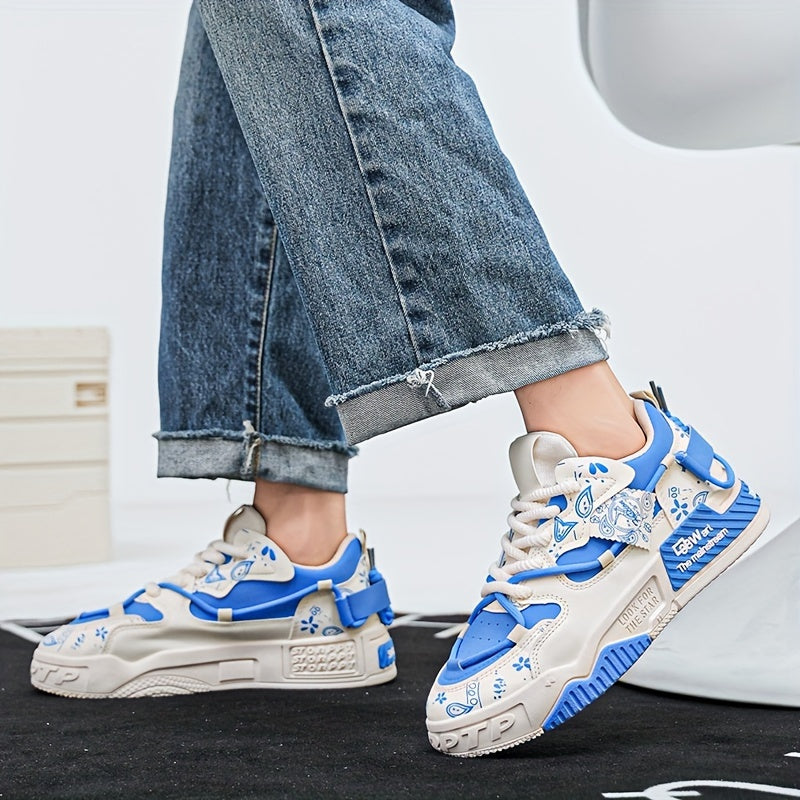 Men's Casual Skateboard Sneakers for Outdoor Sports and Parties Flat Height-Increasing Design