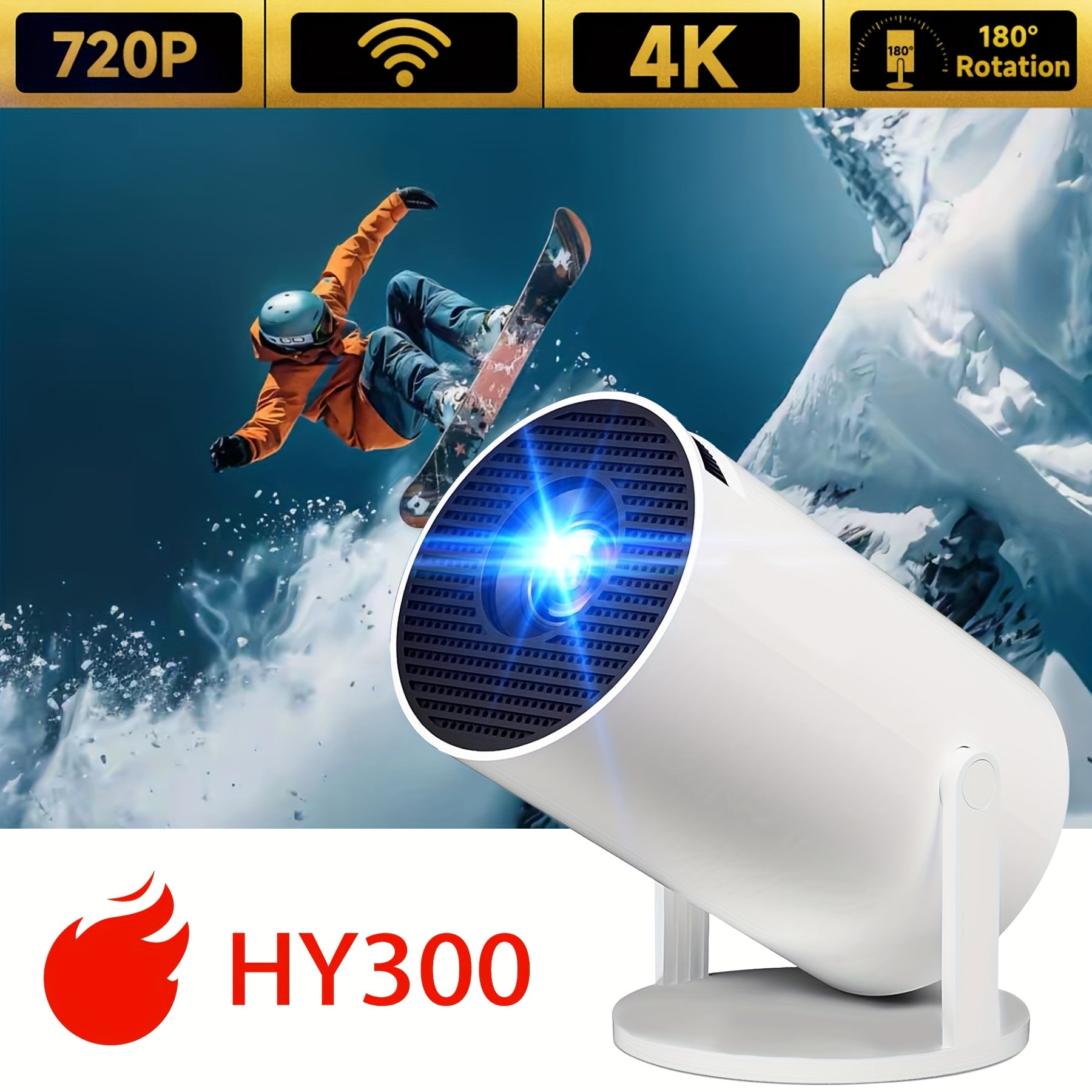 Smart Projector 4K Video Native 720P Wireless Auto-Ladder Home Theater