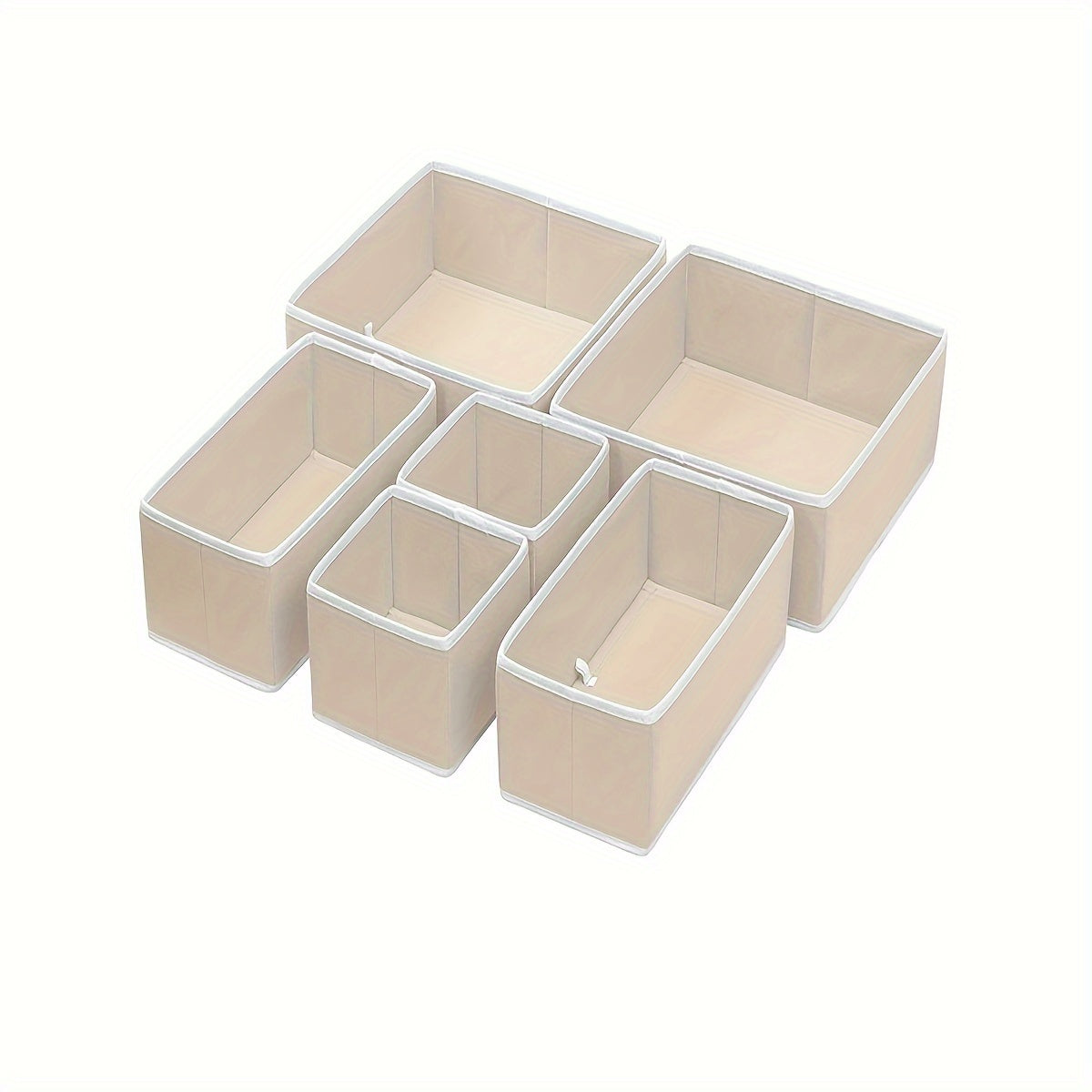 Набор из шести складных контейнеров из нетканого материала, идеально подходящих для организации одежды в шкафах и ящиках. Эти квадратные органайзеры без крышки идеально подходят для хранения необходимых вещей в детской и спальне.