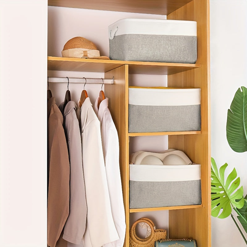 Rectangular Foldable Storage Basket with Handle for Clothes Toys Books in Home and Office