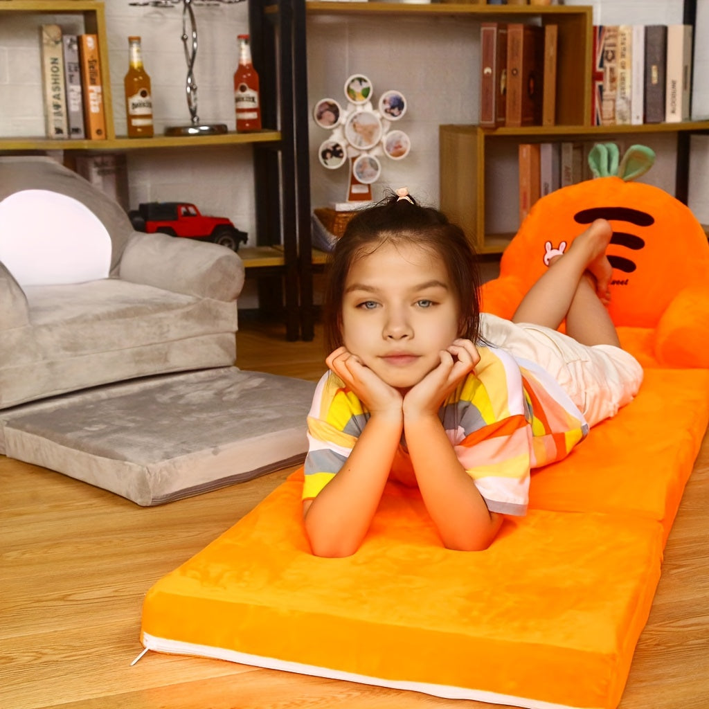 Foldable Kids Sofa Chair with Pillow Gray Cozy Recliner Lounge Seat