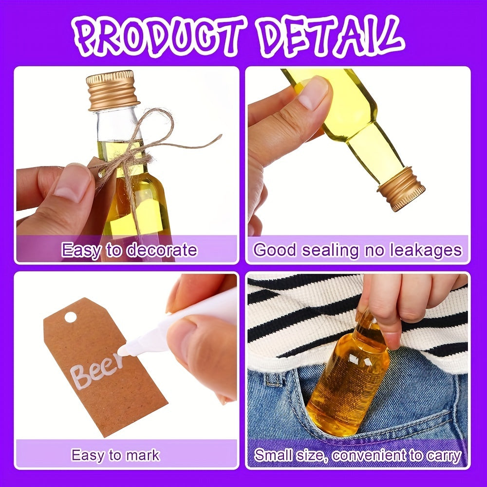 60 ta Mini Plastik Spirtli Ichimliklar Shishasi - 25ml/50ml Bo'sh Shishalar, Qopqoq bilan, Spirtli Ichimliklar, Sous, Partiya Sovg'alari uchun Suv O'tkazmaydigan. Oziq-ovqat bilan Aloqada Bo'lish uchun Oziq-ovqat Sifatida.