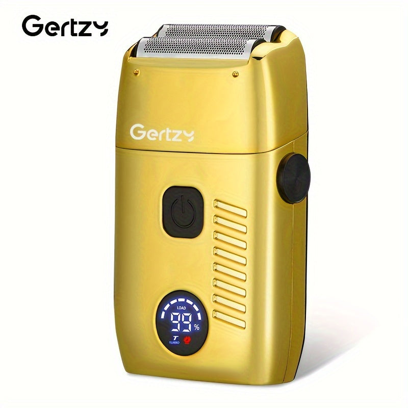 Recortadora eléctrica para hombres con pantalla LCD, recargable por USB, cuchillas de acero inoxidable, diseño dorado