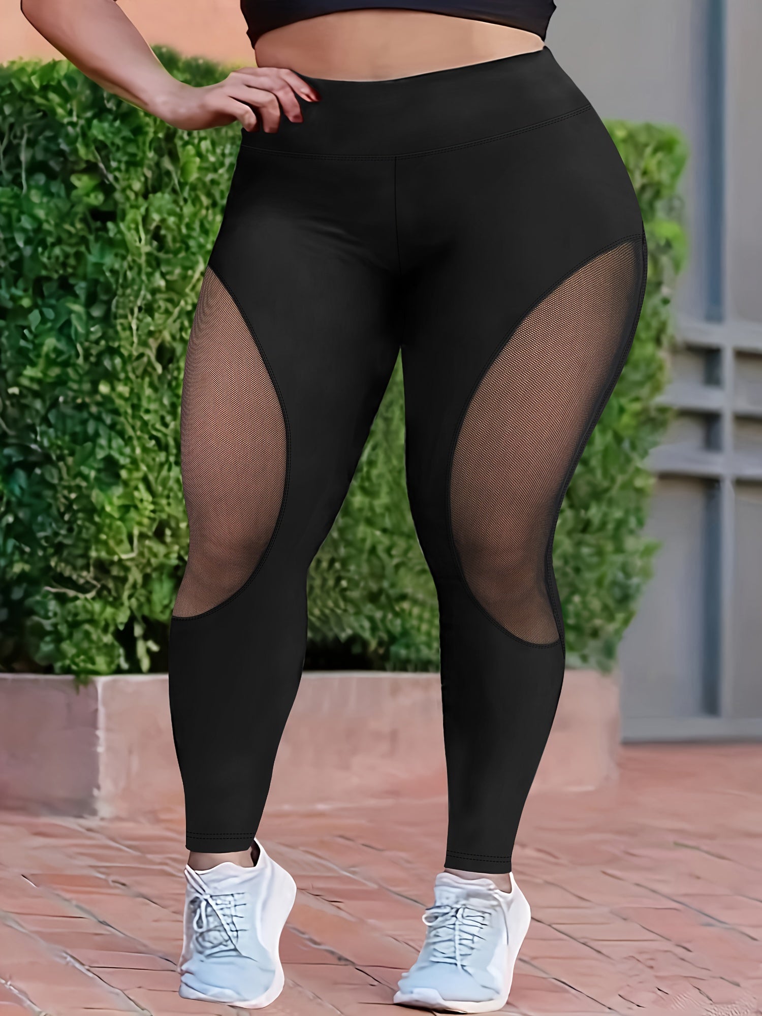 Ayollar uchun keng o'lchamli yuqori belli, elastik mesh jorjlar, elastik bel bilan, qorong'i kulrang