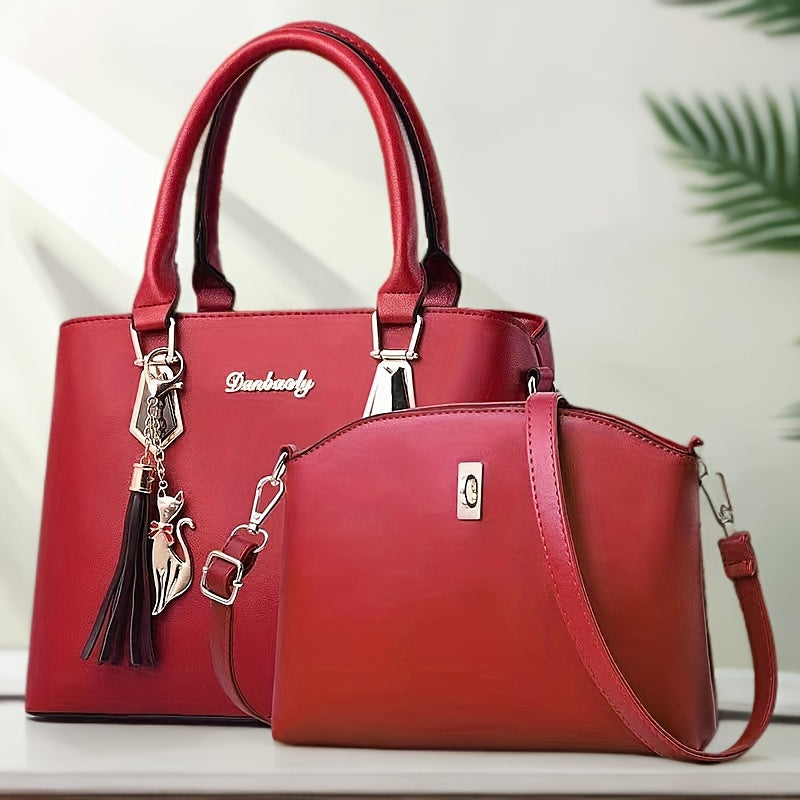 Women's PU French Design Handbag Large Capacity Casual Light Luxury Korean Print