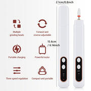 Cordless Nail Drill Kit LED Light USB Rechargeable 3 Speeds Quiet Operation for Acrylic Gel Nails