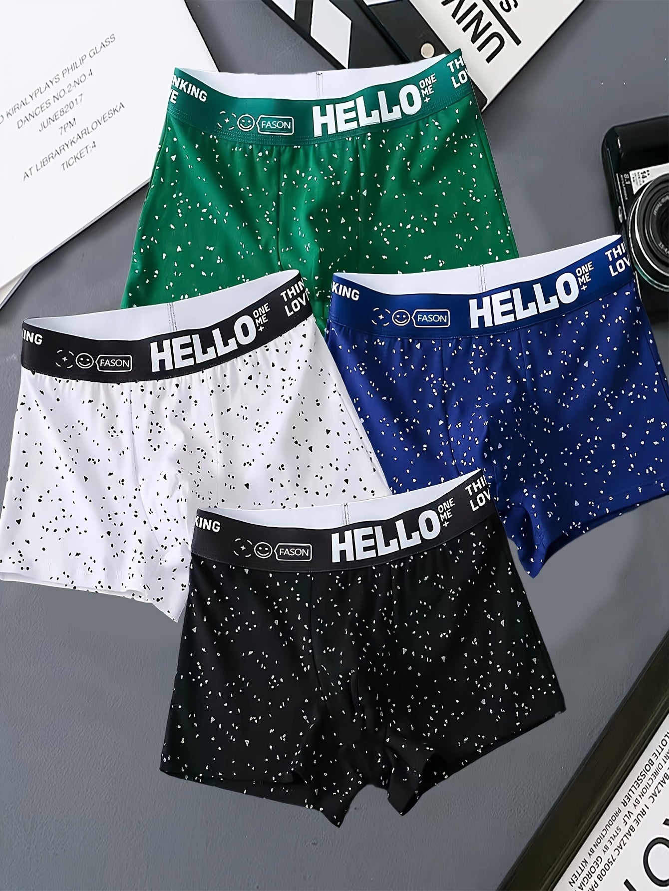 Men's Boxer Briefs with Soft Sweat-Wicking Fabric and Star Print Design