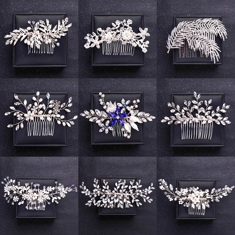 Faux Pearl and Crystal Hair Comb Wedding Bridal Hair Accessory Flower Headpiece