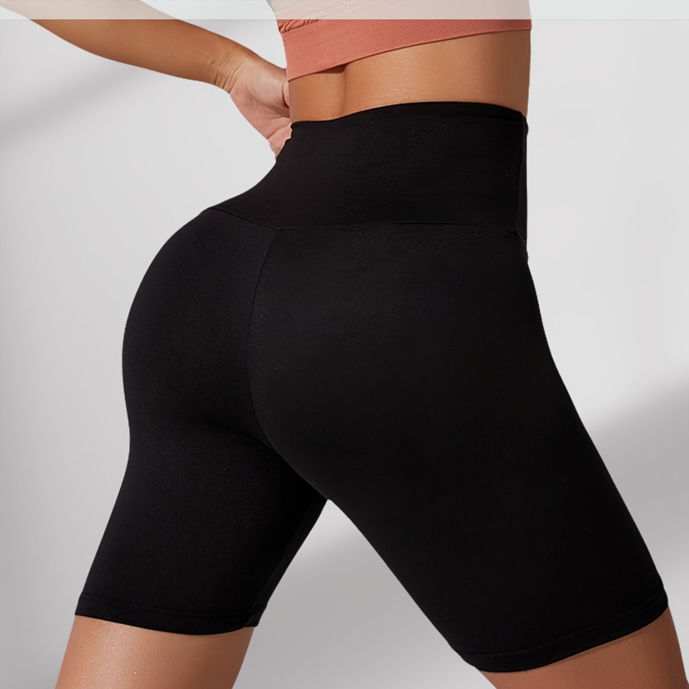 Plus Size Women's High Waisted Biker Shorts Stretchy Workout Yoga Athletic Shorts