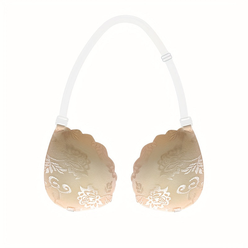 Women's Strapless Push-Up Bra with Nipple Covers and Front Buckle Support