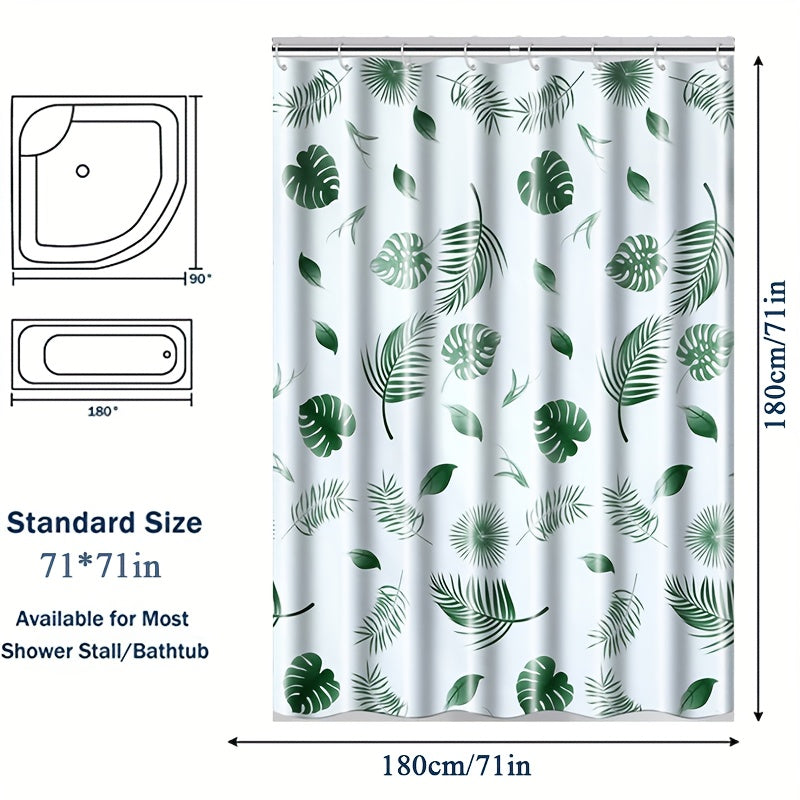 Waterproof Tropical Floral Shower Curtain with Hooks and Liner